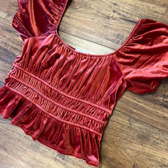 ALTAR’D STATE Rust Velvet Crop Top Size Medium EUC - Picture 5 of 5